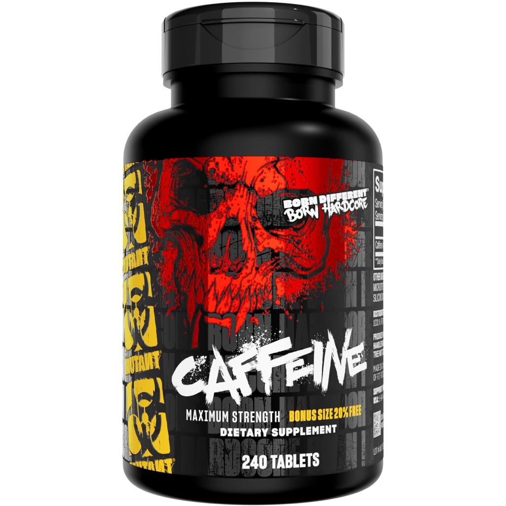 Mutant Caffeine Pills - תרופות-Grade Pure Caffeine תוספת עבור Boosting אנרגיה, פוקוס, התראה נפשית, ביצועים, & Endurance - מפחית שומןigue & שחזורs Wakefulness - 240 טבליות