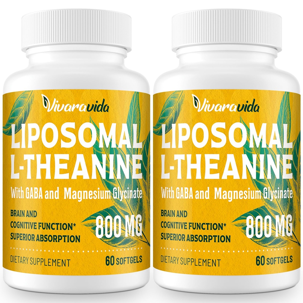L-theanine 800 מ"ג תוספת עם GABA ו Magnesium Glycinate - Natural Compound, Sleep andlaxation (120 Softgels)