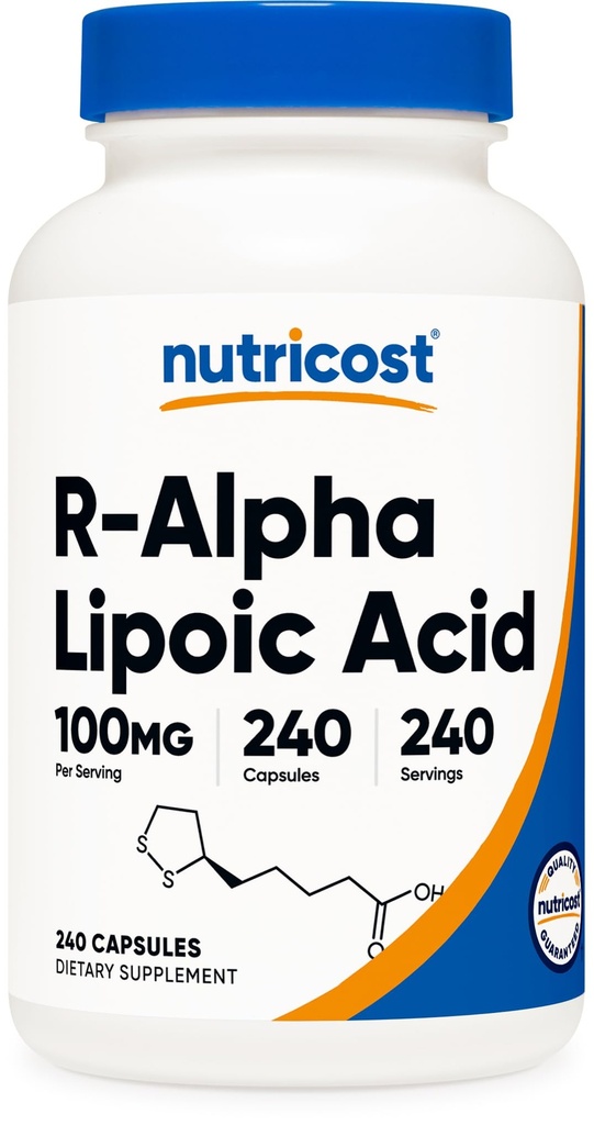חומרים מזינים R-Alpha Lipoic Acid 100 מ"ג, 240 קפסולות - Veggie Caps, טבעוני, non-GMO, Gluten Freeten