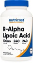 חומרים מזינים R-Alpha Lipoic Acid 100 מ"ג, 240 קפסולות - Veggie Caps, טבעוני, non-GMO, Gluten Freeten