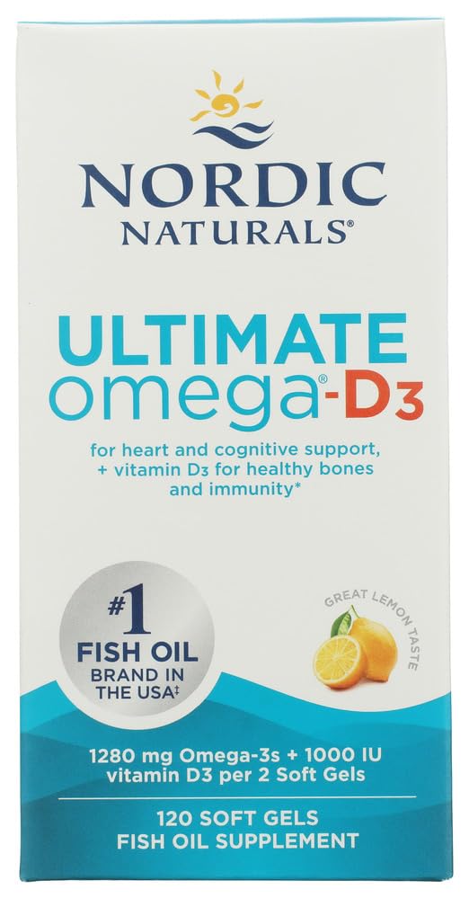 Nordic Naturals, Ultimate Omega-D3, Lemon, 1000 mg, 120 Soft Gels