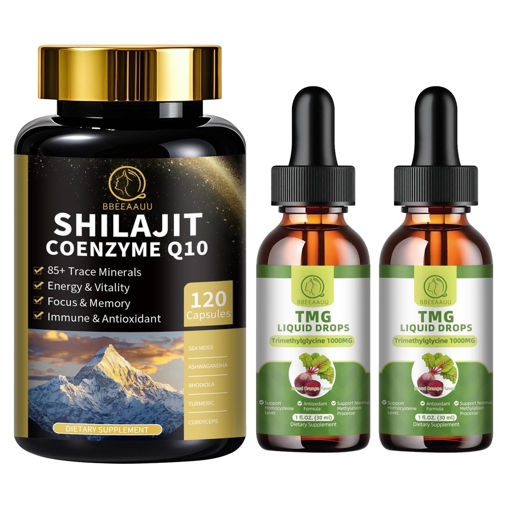 TMG (Trimethylglycine) תוספי נוזל טיפות & Shilajit קפסולות עם Sea Mossss
