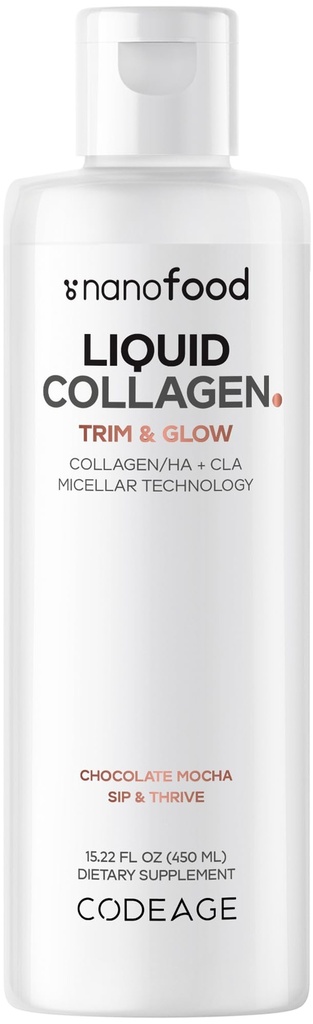 Codeage Liquid Collagen תוסף שוקולד פלאפור, Beauty Trim & Glow Liposomal Collagen Peptides, CLA Conjugated Linoleic Acid, Hyaluronic Acid, ויטמין E, hydrolyzed, non-GMO, 15.22 fl ozozozozozozated Acid, Hyaluronic Acid, ויטמין E, hydrolyzed, non-GMO, 15.