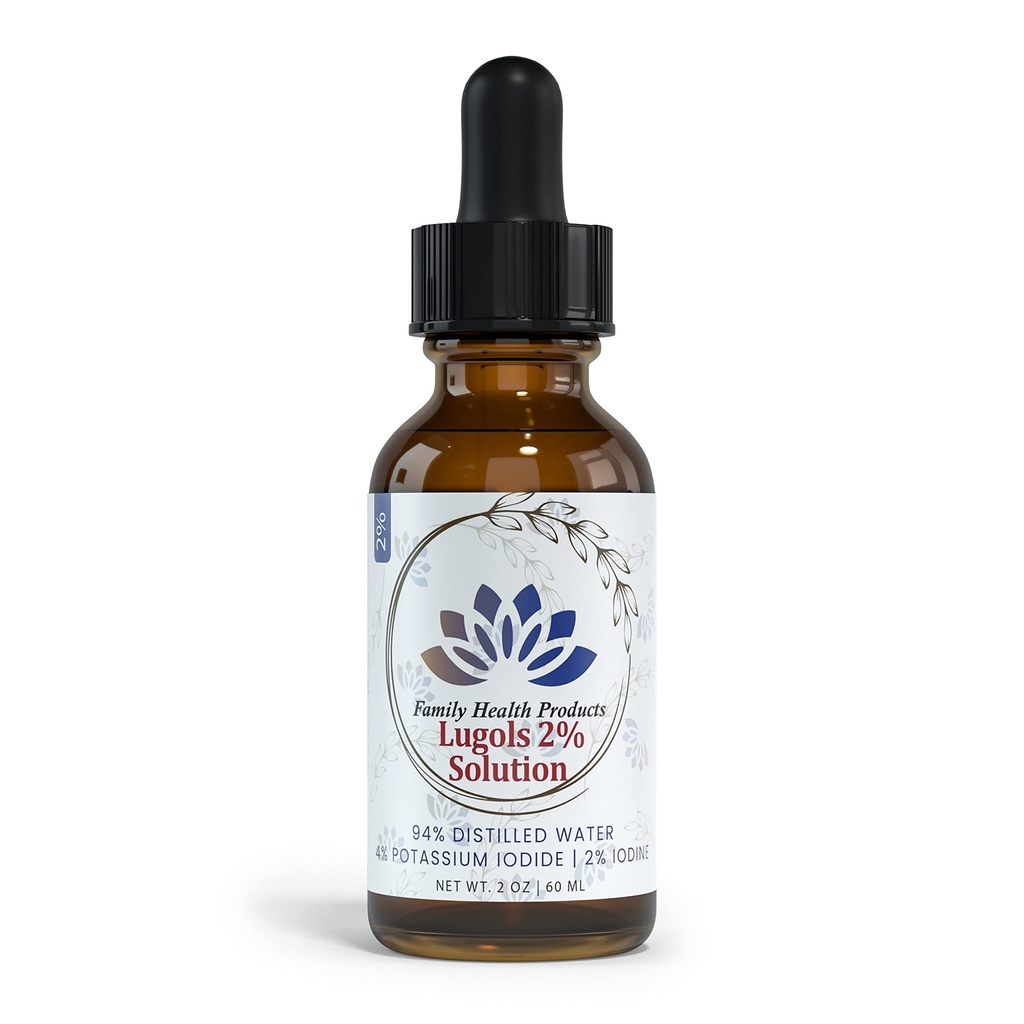 Family Health Products-Lugols Iodine Solution 2% Iodine Drops Potassium Iodide פתרון 2% טיפות, אדום, חבילה של 1