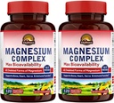 Vitalitown Magnesium Complex 2 Packs, 240 קפסולות, NSF מוסמך Magnesium Glycinate, Malate, Turate & Citrate, Chelated Forms, High Absorption, Bone, Heart, Sleep &ion