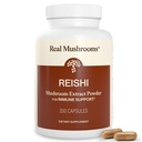 Real Mushrooms Reishi Mushroom כמוסות - Handpiced Organic Mushroom Extracts - Red Reishi for Tranquil Daily Wellness עם מאומת Beta Glucans טבעוני, non-GMO, No Grain Fillers, 200 ct ct ct ct