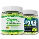 אומגה טבעונית 3 חניכיים 1000 מ"ג עם Multivitamin לנשים עם ברזל, ויטמין B12, A, D3, K2, Algae אומגה 3, Magnesium, Zincium, Zincium