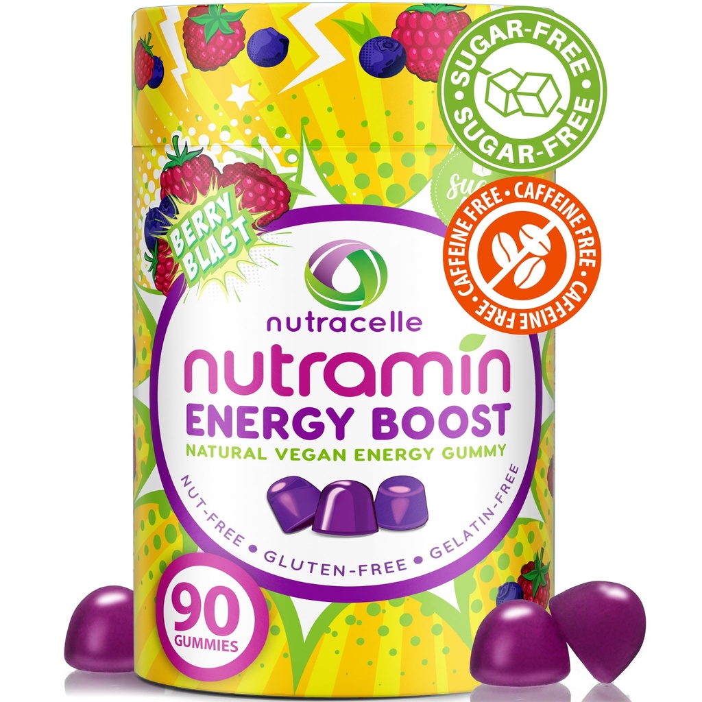 NUTRAMIN אנרגיה Boost ויטמין Gummy - דלג את הקפה & Boost האנרגיה שלך, Caffeine-Free, Sugar-Free, טבעוני, B12, תה ירוק, Ashwagandha, Garcinia Cambogia, Raspberry Fitogen - 90 ctct ct ctctct ct ct ct ct ct ct ct.
