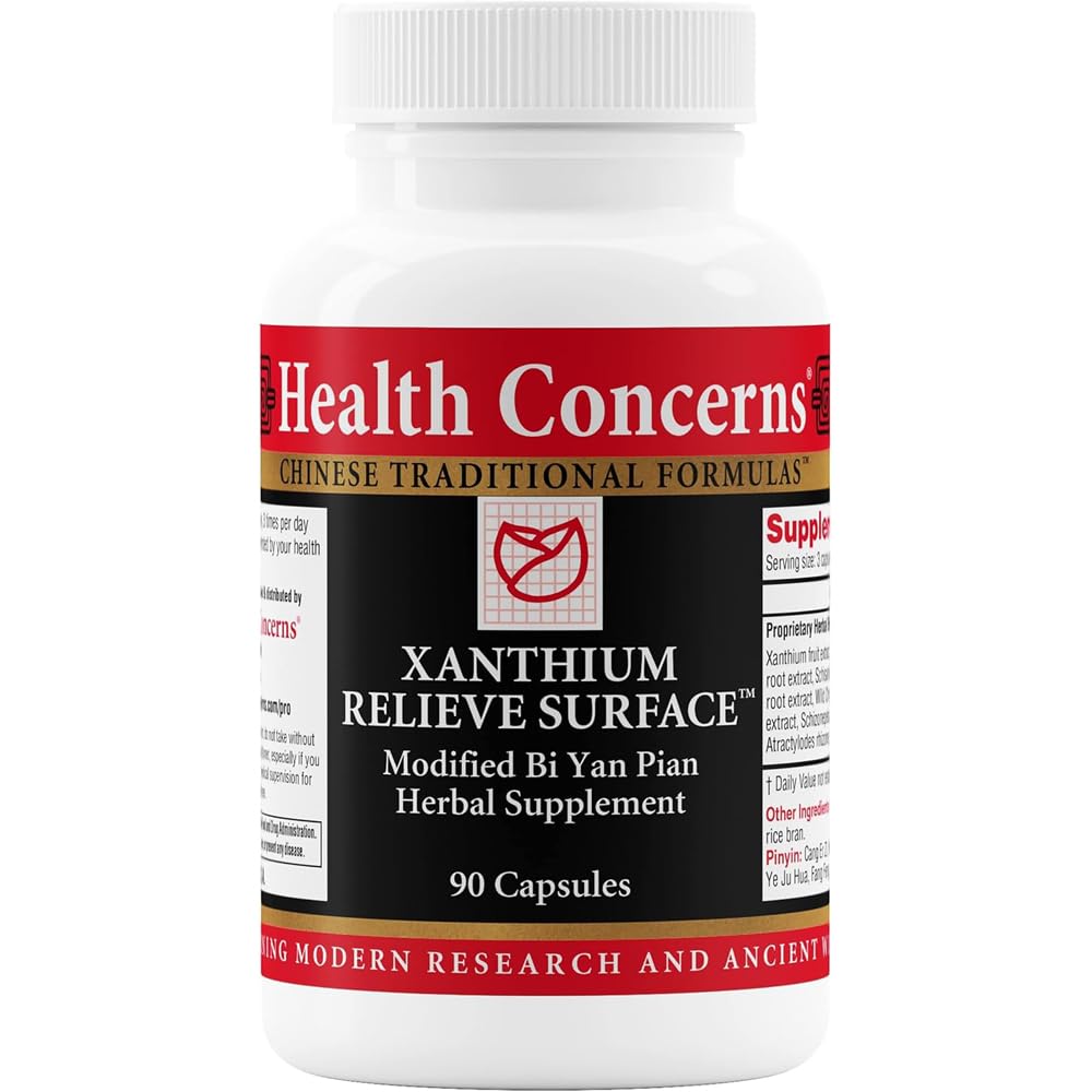 דאגות בריאותיות של Xanthium Relieve Surface - Immune Support Supplement - Phlegm, Sinus Allergy, Nasalungestion & Skin Support - Herbal עם פורמולה סינית מסורתית - 90 קפסולות
