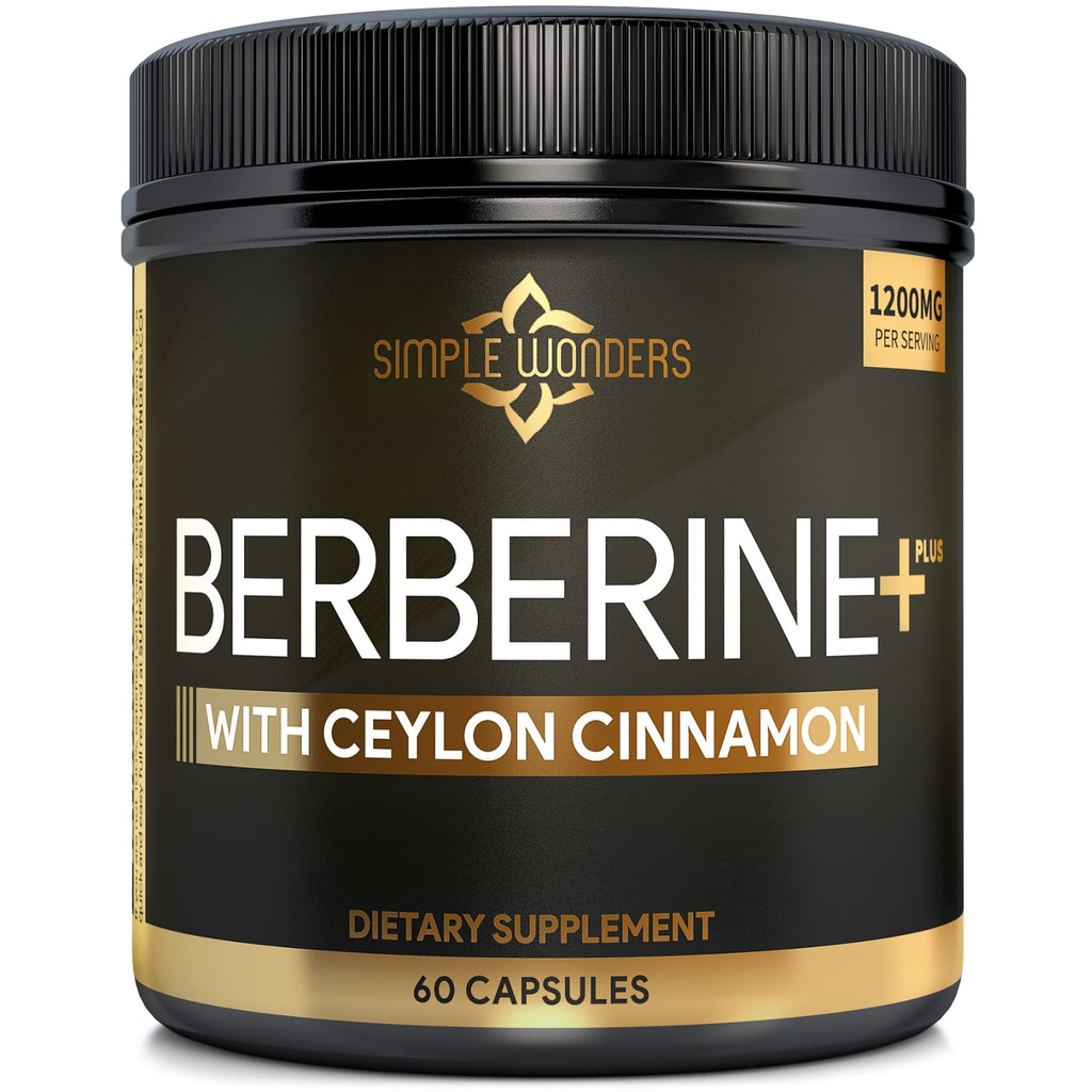 Berberine 1200mg HCL Plus Ceylon Cinnamon קפסולות - Metabolic & Immune Support Berberine תוסף, AMPK Metabolic Activator Complex, Cardiovascular Support - Berberine HCL 1200 מ"ג קפסולות
