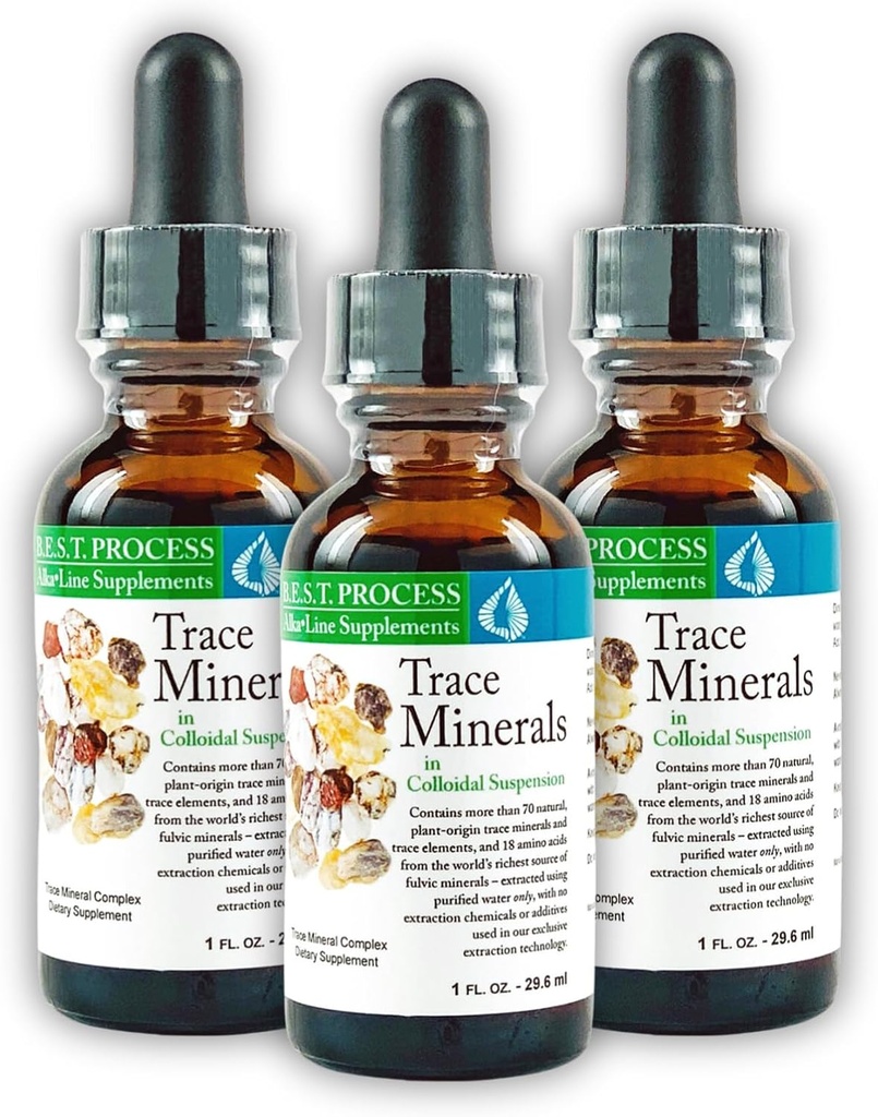 Morter Trace מינרלים ב-Coloidal Suspension (3 Pack) Morter HealthSystem Best Process Alkaline - חומרים מזינים Dense Trace Elements, Fulvic מינרלים & Amino Acids