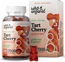 Wild & אורגני Tart Cherry Gummies 7000 מ"ג - Tart Cherry לחלץ תוספת לתמיכה ברמה Uric - 60 טבעוני, non-GMO צ'ws