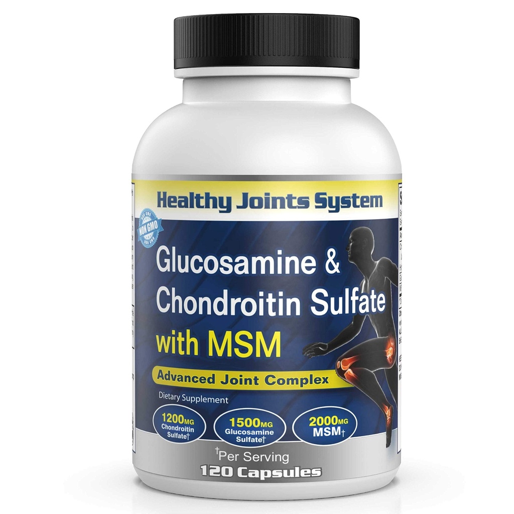 Glucosamine Chondroitin MSM תוספת לבריאות משותפת ועצמות - 120 קפסולות | תמיכה משותפת ו- Discomfort הקלה עבור Back, Knees, Hands