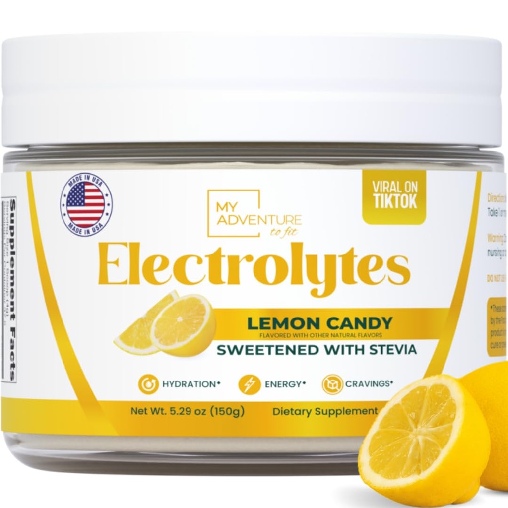 Zero Sugar - Lemon Candy Electrolytes אבקת - דלה מדוקדקת - Caffeine Free Energy with All Natural Ingredients - טבעוני, Keto & Paleo - סוכר ללא אלקטרוליטים אבקה Mix - 37 משרתים