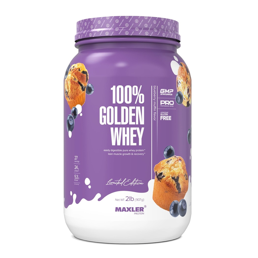 100% חלבון Whey זהב חלבון - 24 גרם של חלבון לשרת - Premium Whey חלבון אבקת טרום פוסט עבודהout - מהיר-Absorbing Whey Concentrate, Isolate & hydrolysate בלנדר - Blueberry Muffin 2 lbout
