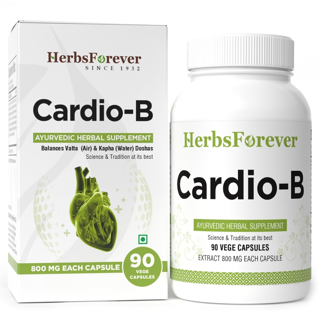 Herbsforever Cardio-B Ayurvedic Herbal תוספי 90 Vege קפסולות 800 Mg כל אחד