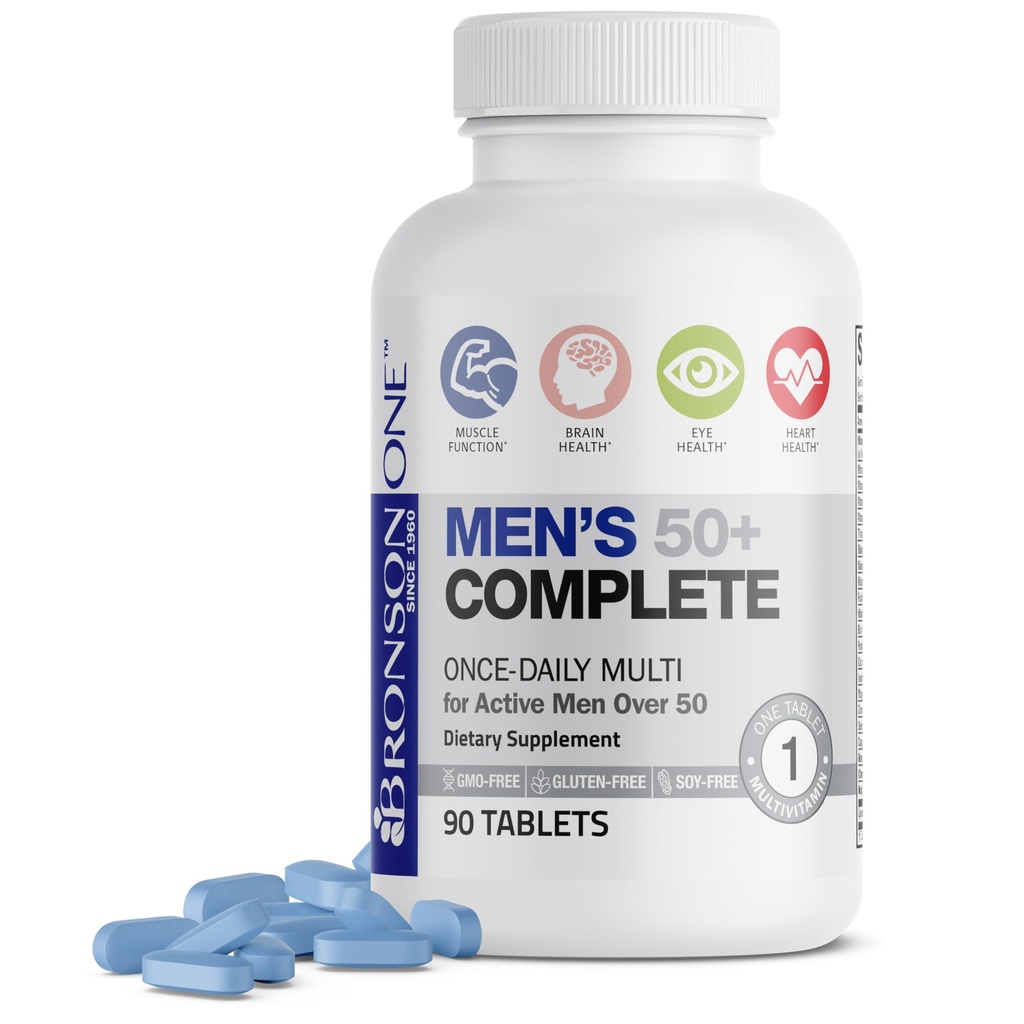 Bronson One Daily Mens 50+ Complete Multivitamin Multimineral, 90 טבליות