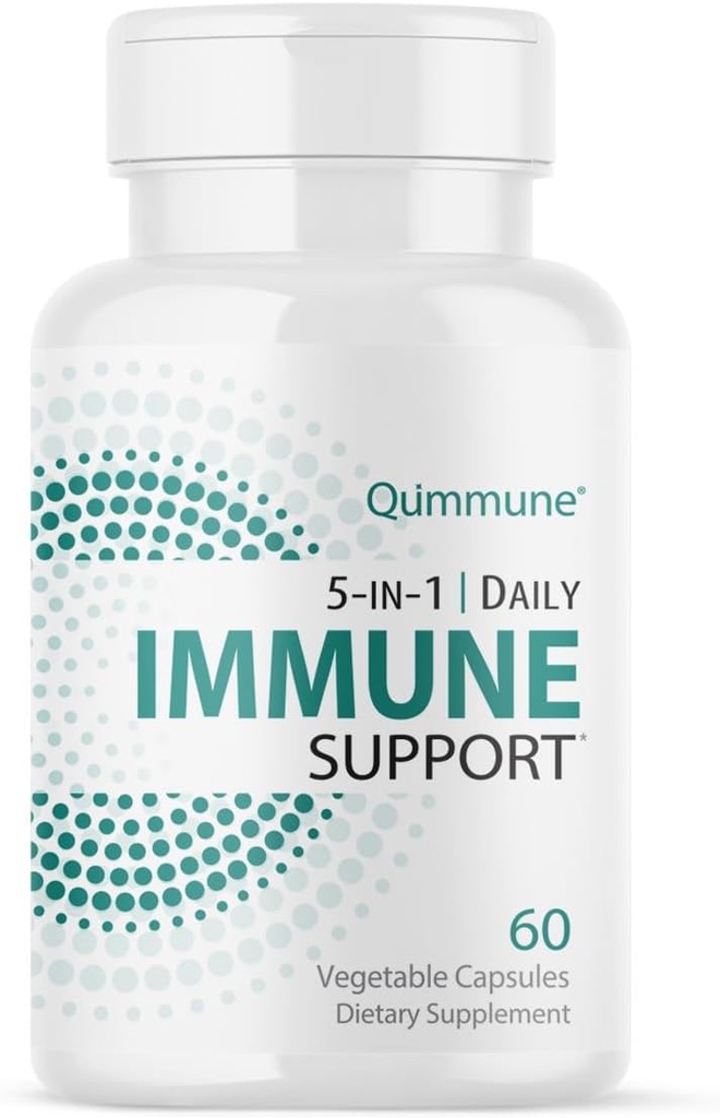 5-in-1 Immune Advanced Support with Quercetin Phytosome, Zinc, ויטמין C, D3, K2 - Immunity and Allergy Supplement with Active Quercetin - 60 Veg Caps