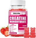 ElevateLife Creatine Monohydrate Gummies 5000 מ"ג עבור גברים ונשים, Chewables Creatine Monohydrate עבור כוח שרירים, בונה שרירים, אנרגיה Boost, Pre-Workout תוסף ( Count)-Strawberries