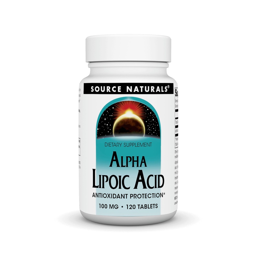 מקור Naturals Alpha Lipoic Acid תומך במטבוליזם סוכר בריא, Liver Function & Energy Generation * - 100 מ"ג - 120 טבליות