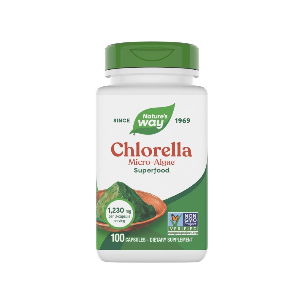 הדרך של הטבע Chlorella Micro-Algae, Superfood, תומכת במסלולים נוגדי חמצון*, 1,230 מ"ג ל- 3Capsule משרת, טבעוני, פרויקט Non-GMO מאומת, 100 קפסולות (Packaging May Vary)