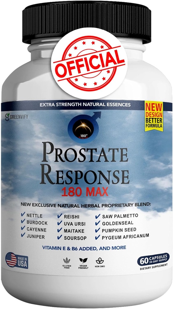 Prostate Response 180 Max Prostate פורמולה תוספי מזון, תוספי בריאות - כוח מקסימלי, כל טבעי לתמוך פונקציונליות נורמלית ובריאה (1)