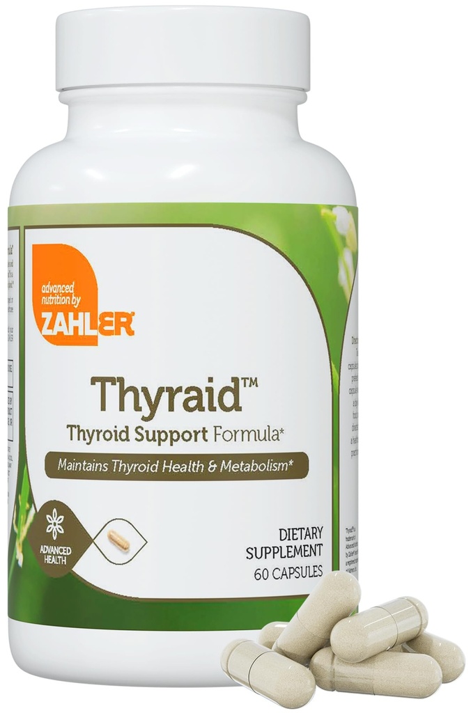 Zahler Thyraid - Thyroid תומך מורכב עם Iodine, Zinc, L-Tyrosine, Ashwagandha, Forskholii - תמיכה טהורה Thyroid לנשים וגברים - כשרה חינם non-GMO Thyroid שלךroid (60 קפסולות)