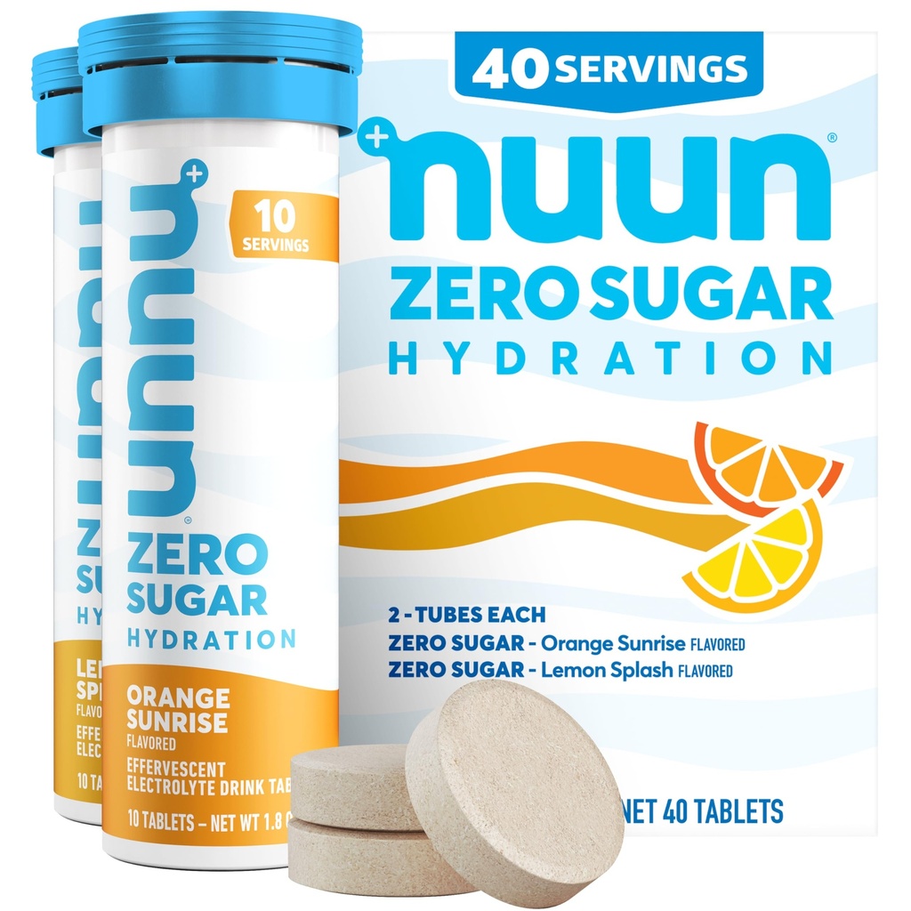 Nuun Zero Sugar hydrotion Electrolyte Tablets - Sodium, Potassium, Chloride, Calcium, Magnesium, Light & Delicious פירות Flavors, No Sugar, Gluten Free, טבעוני, מעורב Citrus 4 Pack (40 משרתים Total)