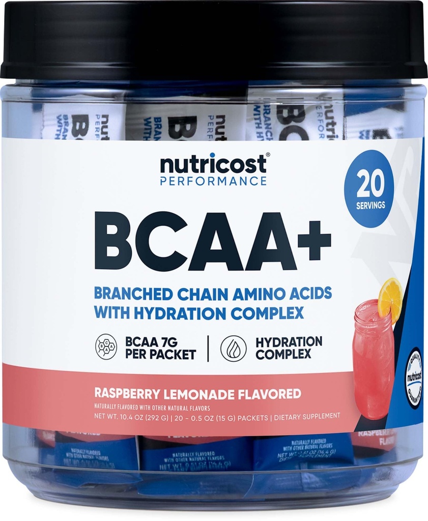Accost BCAA+ hydrotion Raspberryade (20 Stickpacks) - Chain Amino Acids עם תרכובת הידרה - Gluten-Free, non-GMO