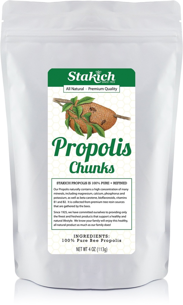 Stakich Bee Propolis Chunks - טהור, טבעי - 4 Ounce