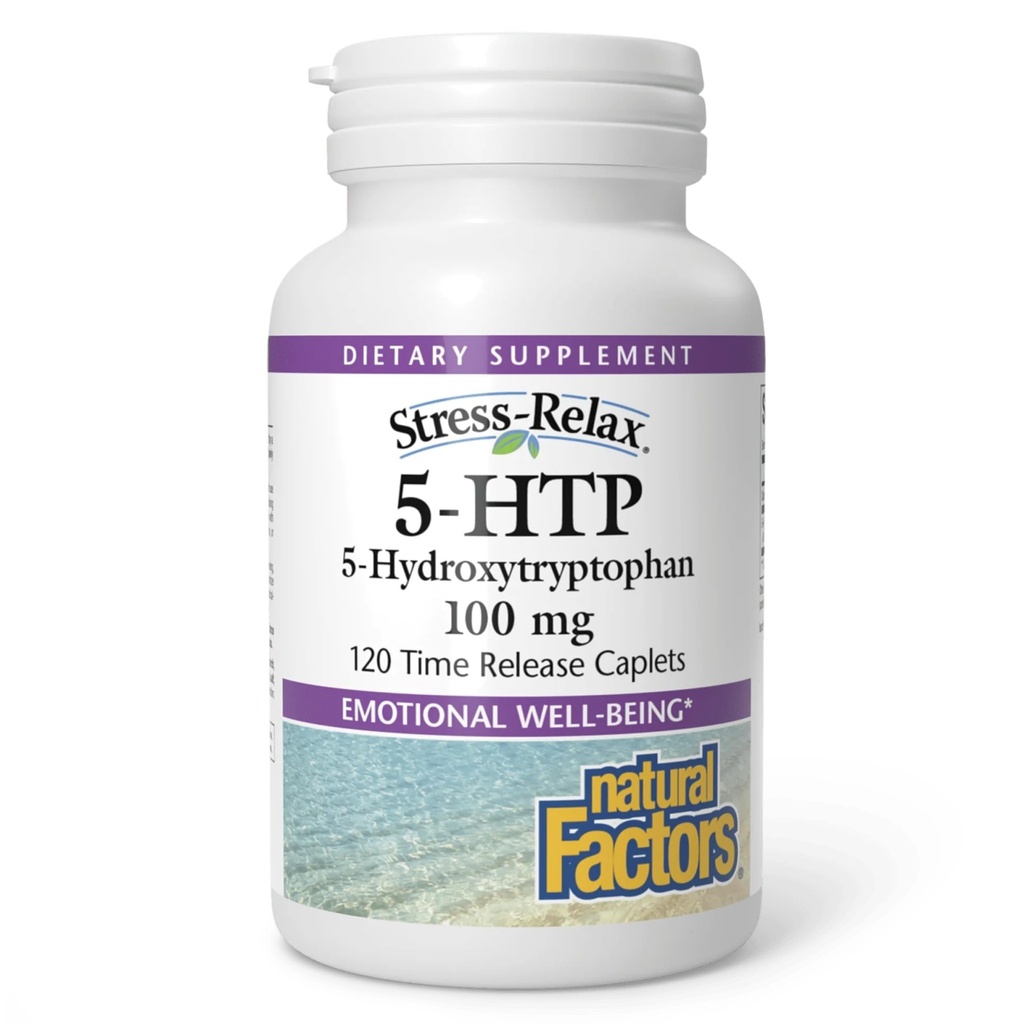 גורמים טבעיים, Stress-Relax 5HTP 100 מ"ג, תוספי תרופות-Grade, תומכים שינה & רגשית Well-Being, 120 Count (pack of 1)