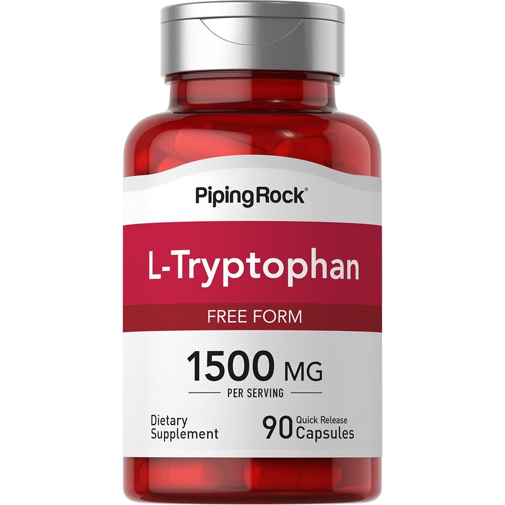 Piping Rock L-Tryptophan 1500 מ"ג | 90 קפסולות | טופס חינם | Non-GMO, Gluten Free Supplement