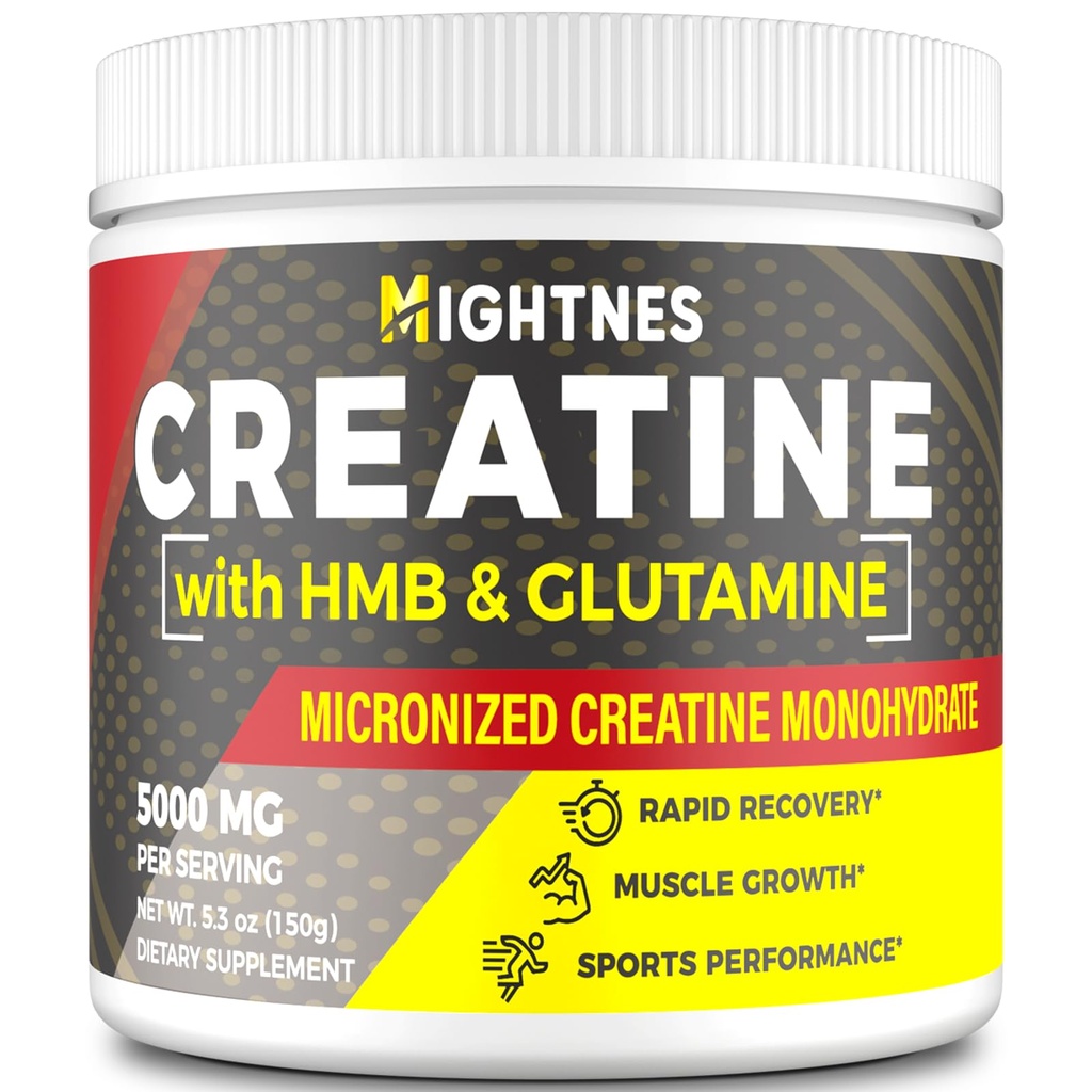 Creatine HMB, אבקת קריאטין עבור גברים ונשים, Micronized Creatine Monohydrate עבור צמיחה שריר ושיקום ועוצמה מוגברת, ביצועים, קריטין HMB עם Glutamine, Gluten חינם, 30 לשרתים.