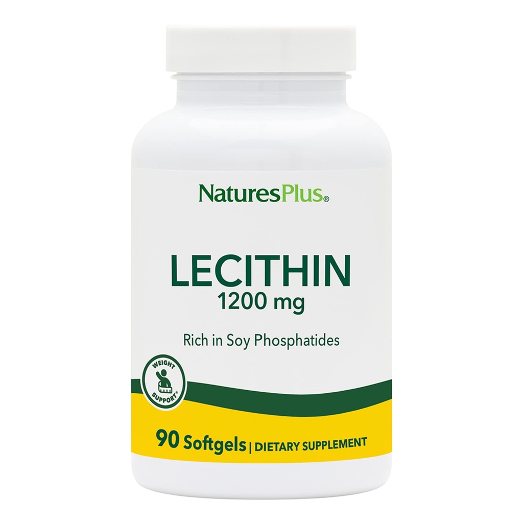 NaturesPlus Lecithin - 1200 מ"ג, 90 Softgels - עשיר ב Soy Phosphatides - Gluten Free - 90 משרתים