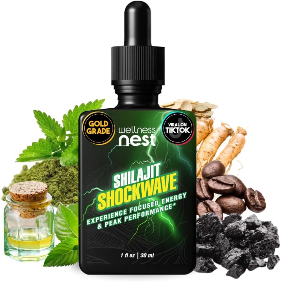 All Nest Shilajit Shockwave Drops: Energy Drops, Focus Drops - Pure ההימלאיה Shilajit עם טבעי Tulsi, Panax גינזנג, Peppermint, Japanmint Super לטעון את היום שלך - 30 משרתים