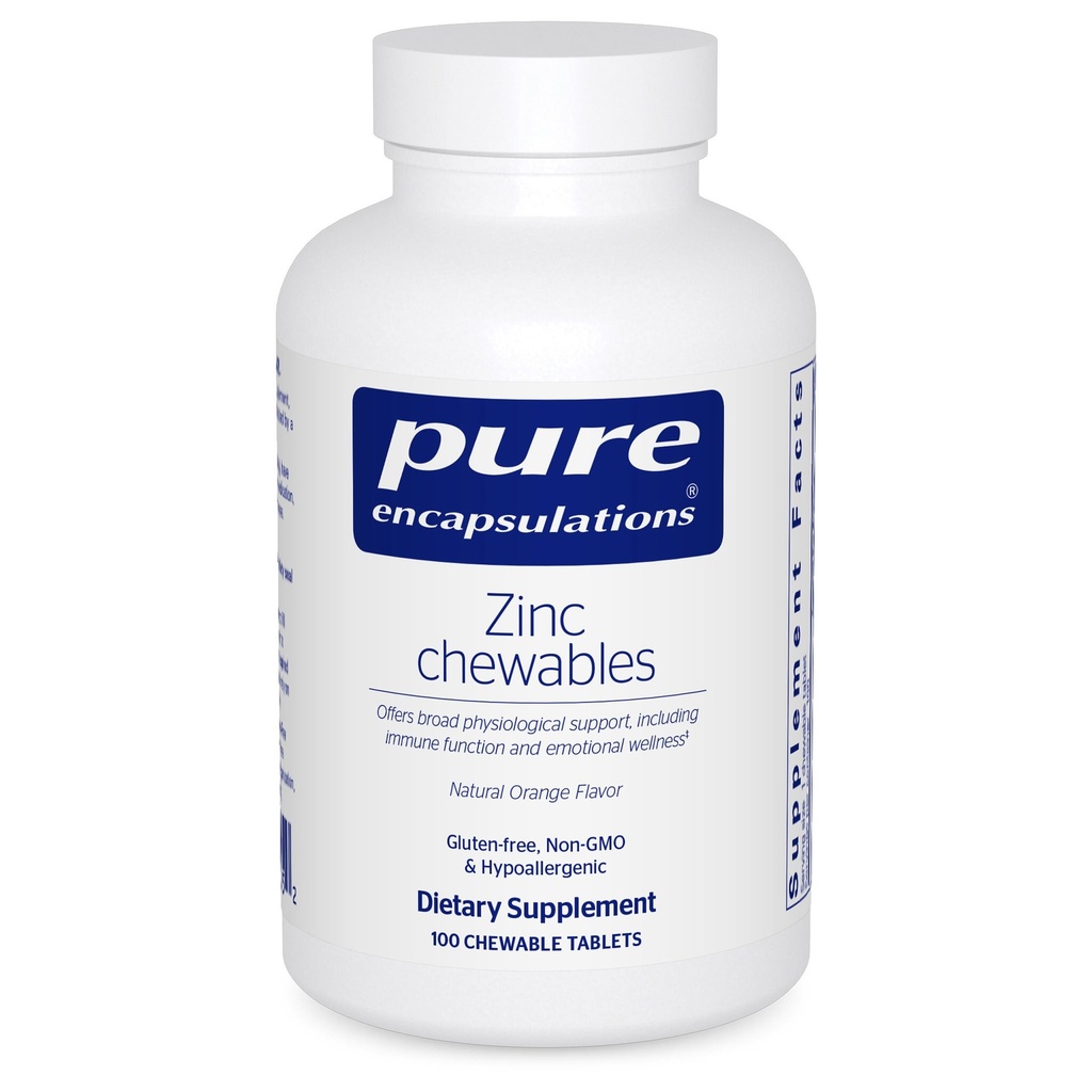 Encapsulations Zinc Chewables | תוסף עבור תמיכה במערכת החיסון, צמיחה ופיתוח, ו-Wound Healing | 100 טבליות צ'כות טבעיות