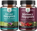 Bundle of Liver Cleanse Detox & Fix - Silymarin Milk Thistle תוספים עם Dandelion Root, Choline, Beetroot & Artichoke Extract and Kidney Support with Uva Ursi, Sting Nettle & Astragalusus