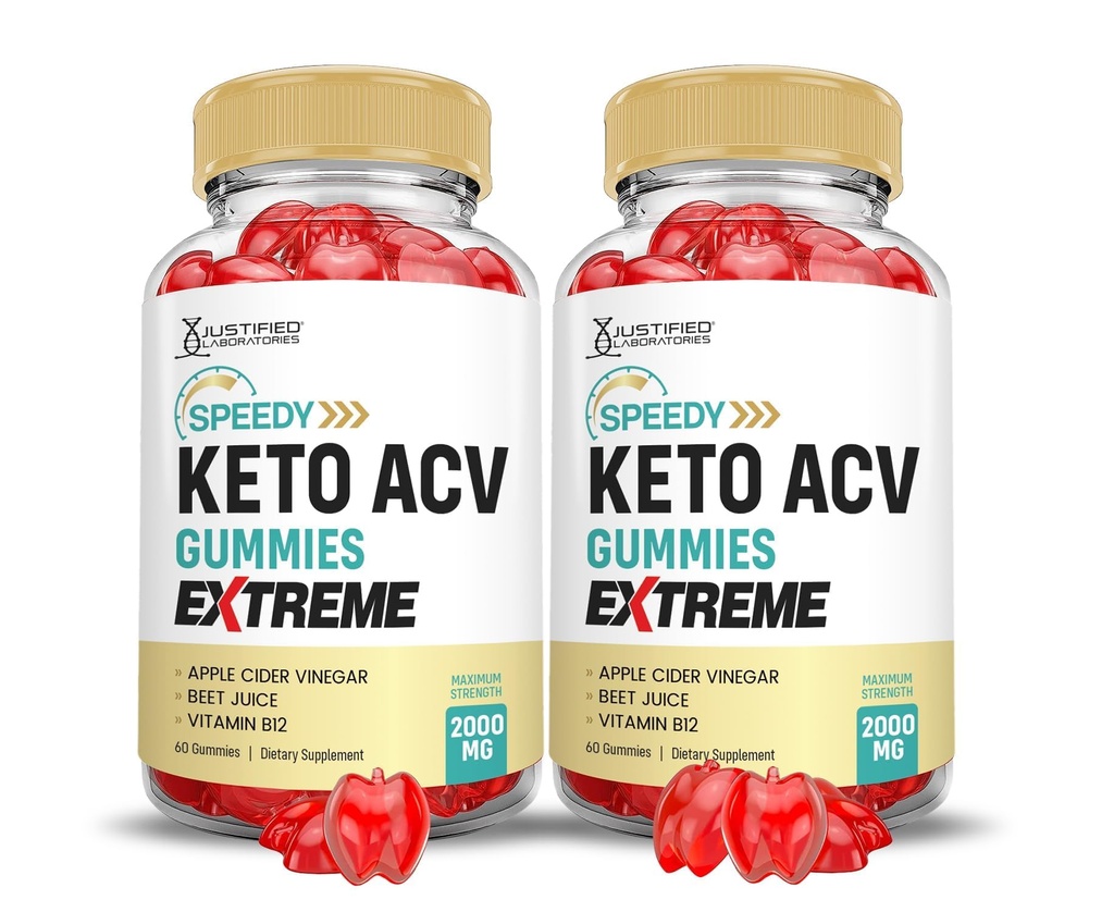 (2 Pack) Speedy Keto ACV Gummies Extreme 2000MG Speedy Ketomies Advanced Formula Apple Cider Vinegar with Pomegranate Beet Juice אבקת B12 טבעוני non GMO 60 חניכיים