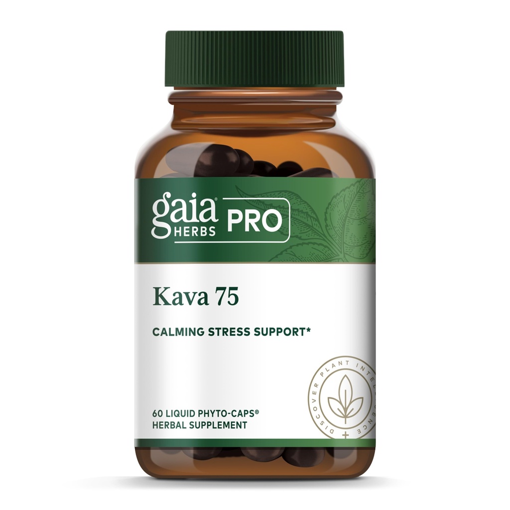 גאיה Herbs Pro Kava 75 - תוספת תמיכה מתח - מסייע תחושה של Calm & מרגיע - 60 נוזל Phyto-Caps