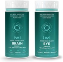 Iwi Life Brain & Eye אומגה 3 Bundle, 30 משרתים, טבעוני צמחי מבוסס אלגה אומגה 3 עם EPA + DHA, קריל & Fish שמן אלטרנטיבי, No Fishy Aftertaste