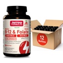 Jarrow Formulas Ultra Power Methyl B-12 5000 mcg & Methyl Folate 800 mcg + P-5-P, תוספת של אנרגיה מטאבוליזם ותמיכה קרדיווסקולרית, 60 טבליות צ'ילינדרים, 60 יום אספקה, 12 חבילות