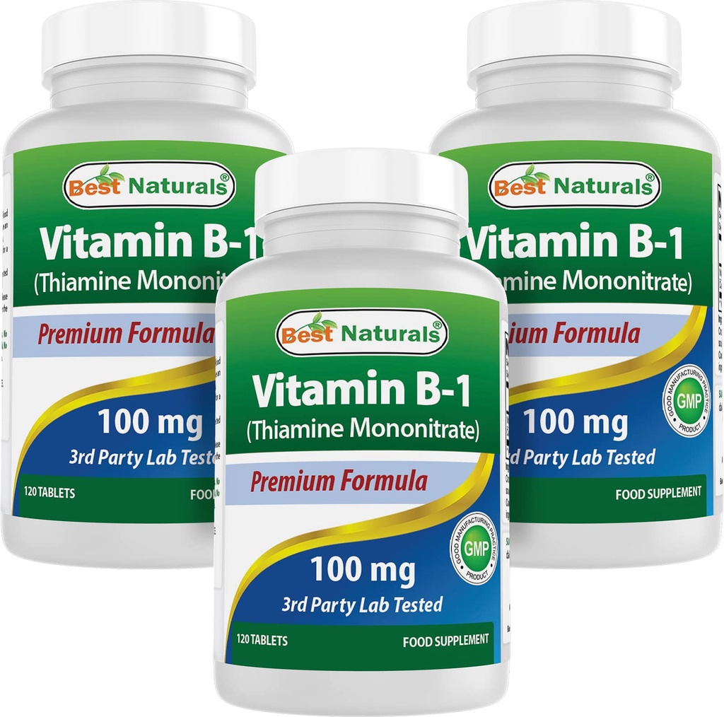 Best Naturals ויטמין B1 כמו Thiamine Mononitrate 100 מ"ג טבליות (120 Count)