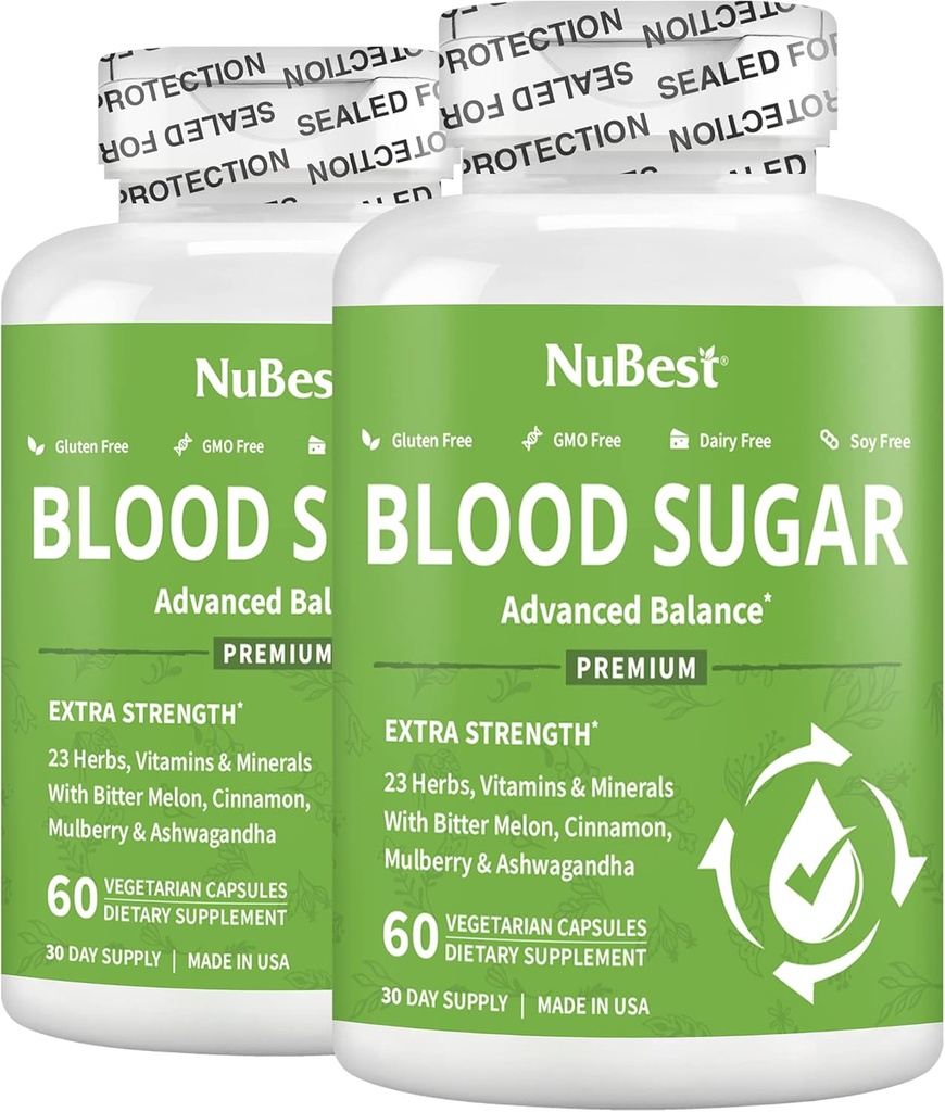 Blood Sugar - Advanced Formula with Bitter Melon, Ashwagandha, Cinnamon, Chromium, Magnesium, ויטמיןs, Alpha Lipoic Acid, Cayenne Pepper & More