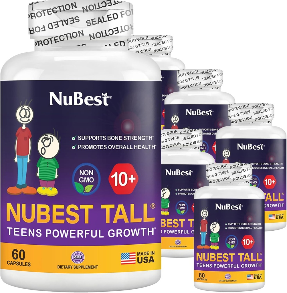 Nu Best Tall 10+ Premium Bone Power Formula, Enhanced Immunity and Total Health for Age 10+ עם Calcium, ויטמין D3, ויטמין K2 ו- Multivitamins