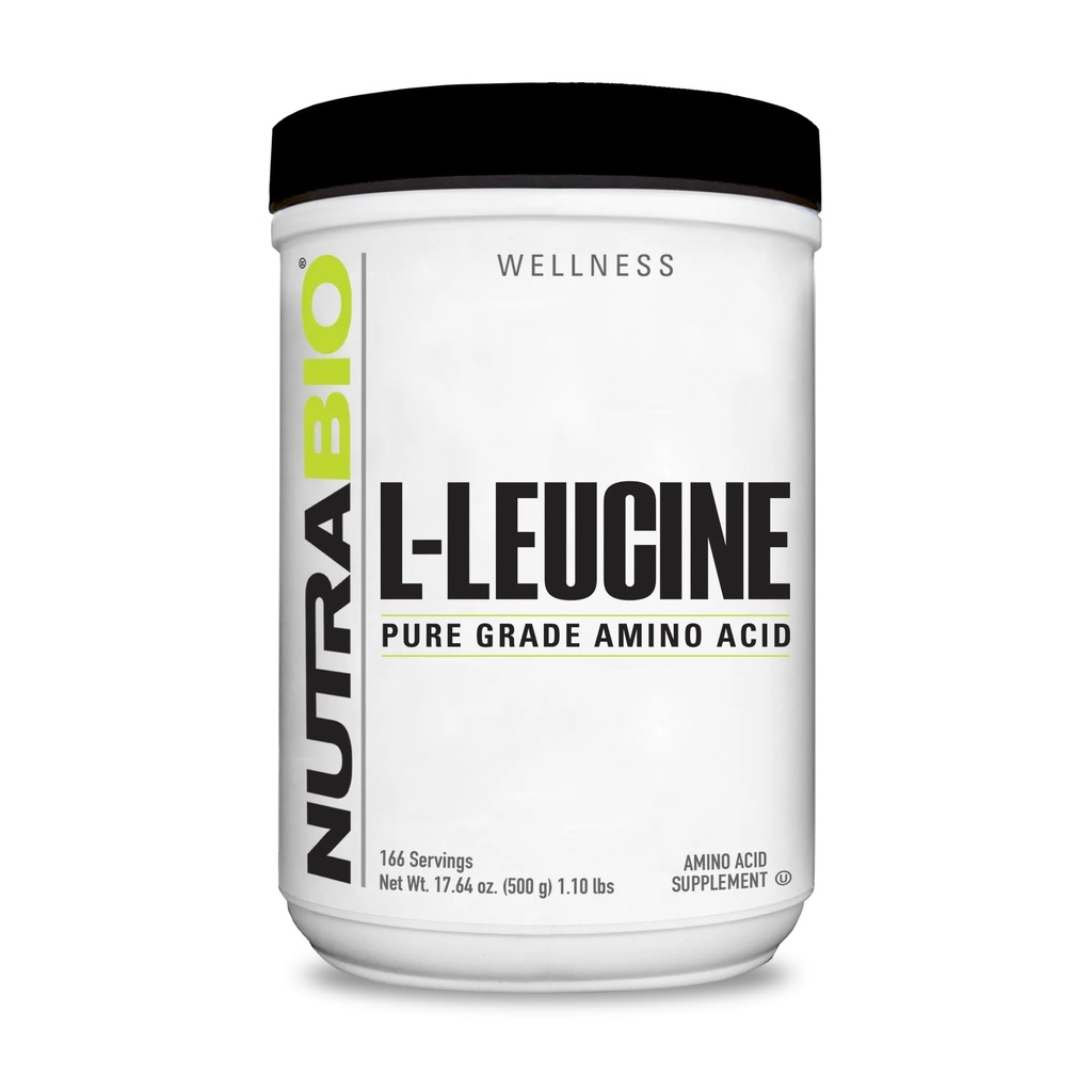 NutraBio 100% טהור L-Leucine - התאוששות שרירים ותמיכה - באופן טבעי פורה טופס חינם Amino Acid - טבעוני, non-GMO, Gluten Free - (500 גרמים)