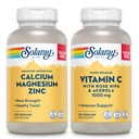 SOLAרי Calcium Magnesium Zinc ו- Timed לשחרר ויטמין C - בריאות העצם, Immune Support Bundle, 1000 מ"ג Calcium, 500 מ"ג מגנזיום, 1000 מ"ג ויטמין C, תוספת טבעונית, 60 ימים ערבות, 275 VegCaps כל אחד, 275 VegCaps כל אחד