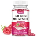 Calcium Magnesium Zinc Gummies, Calcium Magnesium 2:1 Ratio עם ויטמין D3, K2, B6, B12 עבור כוח העצם, תפקוד שרירים ובריאות עצבית, תוספת Absorption פורמולה, טבעוני, Raspberry Flavor 60 חניכיים