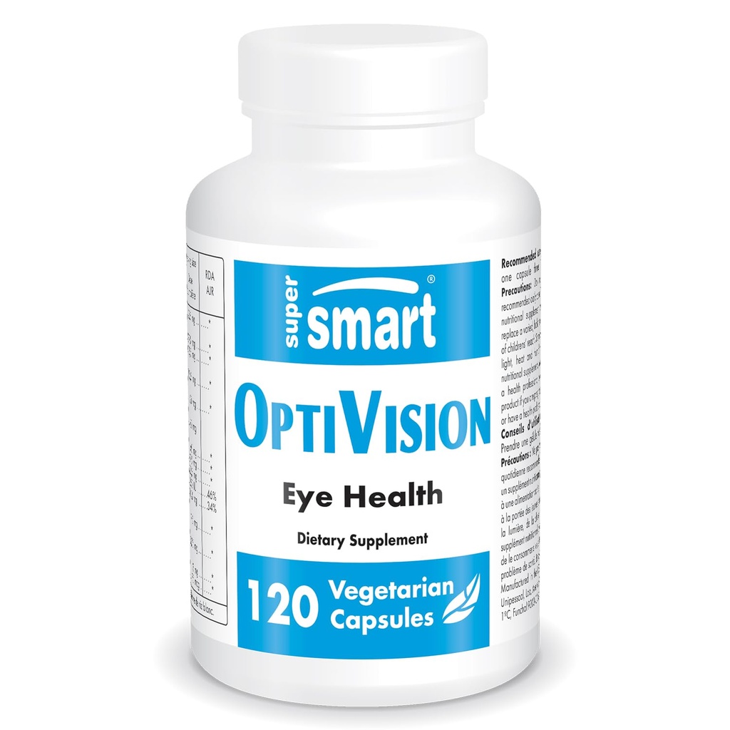 SuperSmart - OptiVision (מתקדמים פורמולה) - עם פלט בילברי, Black Currant, Lutein, Zeaxanthin, Astaxanthin - עיניים תוסף | Non-GMO & Gluten Free - 120 קפסולות צמחוניות