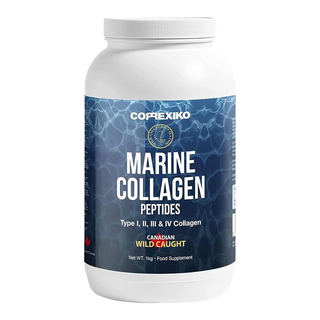 אבקת דגים קנדית Wild-Caught Fish Skin (Not Scales)-Colageno Hidrolizado en Polvo-Vital חלבונים for Skin, Hair, Joints and Digest, Marineאבק (1kg)